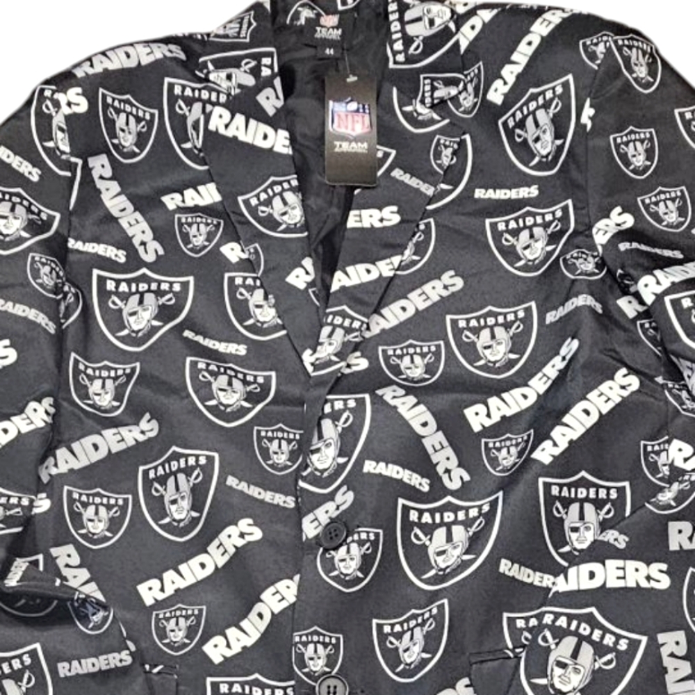 NFL Team Apparel Raiders Blazer/sports Coat & Matching Tie Size 44 NWT - Picture 3 of 11